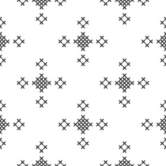 Cross stitch, seamless decorative pattern. Embroidery and knitting. Abstract geometric background. Ethnic ornaments.