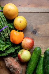 Fresh Fruit and vegetables on table