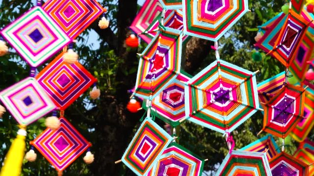 4K spider web flag Isaan ancient spider webs of the northeast Expel evil thai culture plubic in nature backgound plubic.