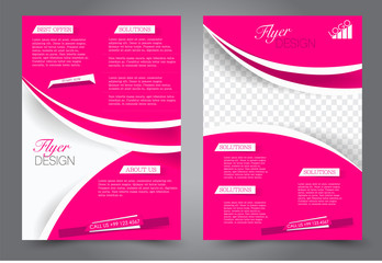 Abstract flyer template. Business brochure design. Pink color. Vector illustration.