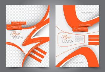 Abstract flyer template. Business brochure design. Orange color. Vector illustration.