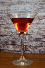 Red vermouth in a martini glass