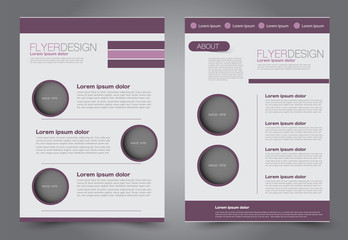 Abstract flyer template. Business brochure design. Purple color. Vector illustration.