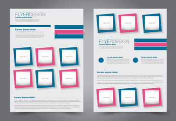 Abstract flyer template. Business brochure design. Pink and blue color. Vector illustration.