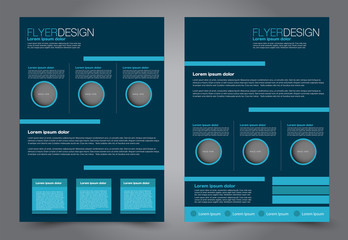Abstract flyer template. Business brochure design. Blue color. Vector illustration.