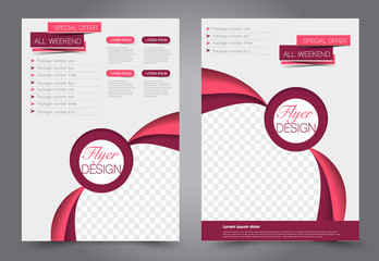 Abstract flyer template. Business brochure design. Red and pink color. Vector illustration.