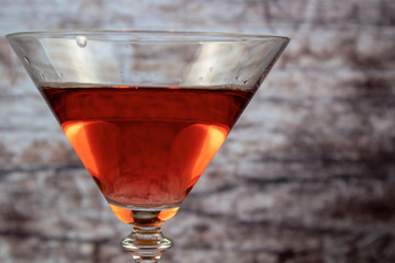 Red vermouth in a martini glass