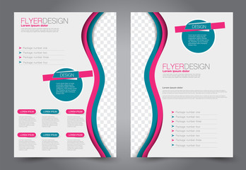 Abstract flyer template. Business brochure design. Blue and pink color. Vector illustration.