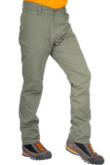 tactical grey pants in front of white background