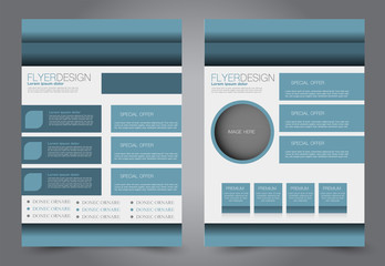 Abstract flyer template. Business brochure design. Blue color. Vector illustration.