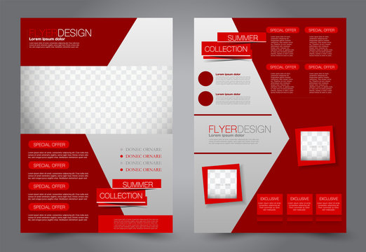 Abstract flyer template. Business brochure design. Red color. Vector illustration.