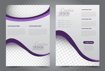 Flyer template. Brochur design for a business, education, advertisement. A4 poster layout Vector illustration. Purple color.