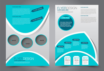 Flyer template. Brochur design for a business, education, advertisement. A4 poster layout Vector illustration. Blue color.