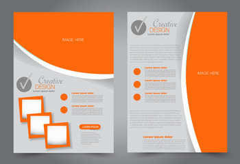 Flyer template. Brochur design for a business, education, advertisement. A4 poster layout Vector illustration. Orange color.
