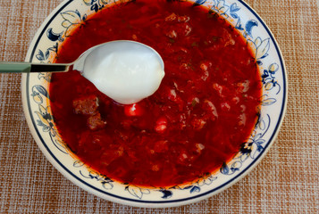 red soup in a plate