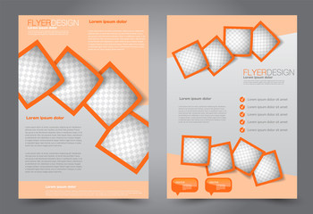 Flyer template. Brochur design for a business, education, advertisement. A4 poster layout Vector illustration. Orange color.