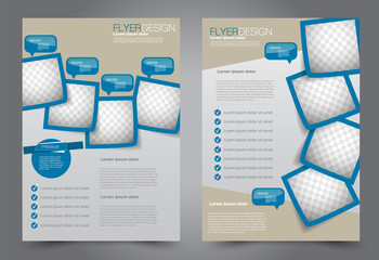Flyer template. Brochur design for a business, education, advertisement. A4 poster layout Vector illustration. Blue color.