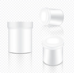 Mock up Realistic Jar Packaging Product For Cosmetic Beauty and Health Care medicine isolated on Transparent Background.