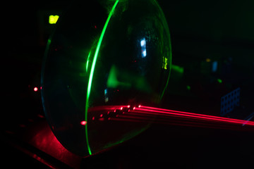Experiment with red laser in optics lab