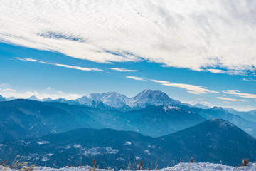 Panoramic view of the mountains of Evritania in Greece. View from Velouchi mountain