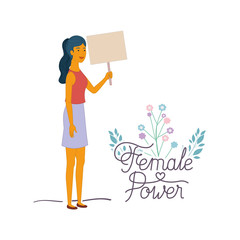 woman with label female power character