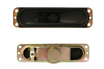 Obraz premium loudspeakers of various designs on an isolated white background