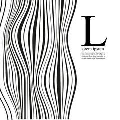 Оptical wave black and white. Curved stripes, illustration for meditation and psychology, philosophy.