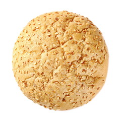Burger buns with sesame isolated on white background, top view