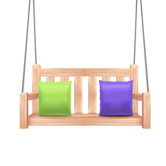 Obraz na płótnie Canvas Realistic 3d Detailed Wooden Swing Bench. Vector
