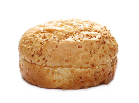 Burger buns with sesame isolated on white background