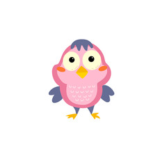 Little cartoon bird. Character is great for children's products: clothes, textiles, postcards, stationery products and other things. Vector illustration.