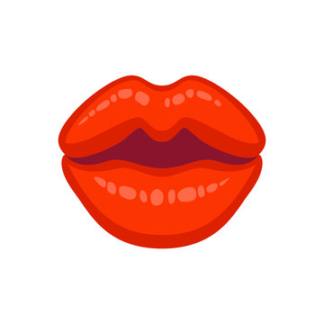Beautiful women sexy kiss, great design for any purposes. Kissing, female lips with red lipstick. Fashion, style, beauty. Fashion luxury makeup. Sexy woman's lip isolated on white.