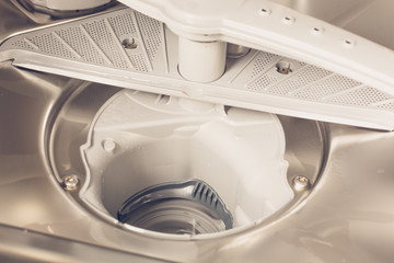 Dirty water drains in the dishwasher