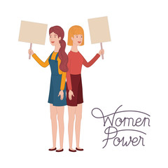 women with label women power character