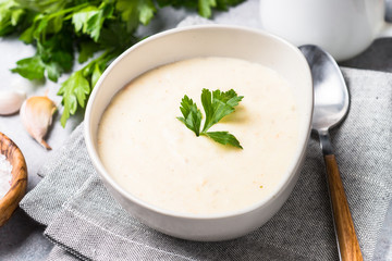 Potato and chicken cream soup.