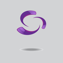 the logo is violet/The picture is a logo of three circles, a color logo with a shadow, a logo for the company, the institution.