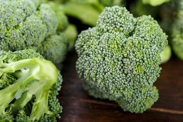 broccoli on the wooden table