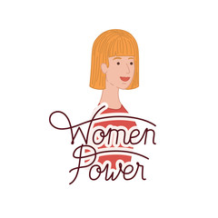 woman with label women power avatar character