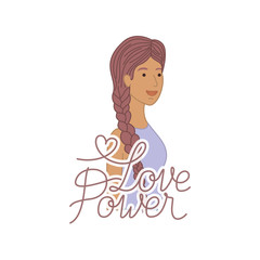 woman with label love power avatar character