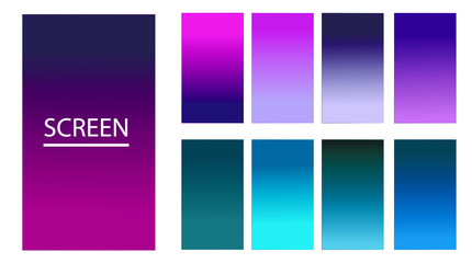 Obraz premium Vector EPS 10 Gradient Set. Different colors. Modern Smartphone screen, mobile app Template. Design for Wallpaper, background, banner, flyer, Social media post