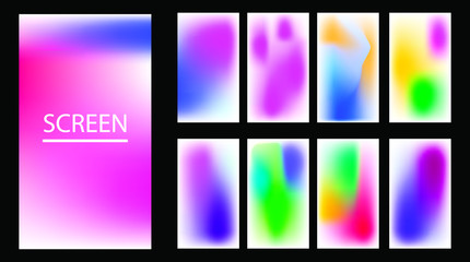 Vector EPS 10 Gradient Set. Different colors. Modern Smartphone screen, mobile app Template. Design for Wallpaper, background, banner, flyer, Social media post