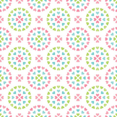 Cute seamless retro background in pretty pastel colors. Colorful love hearts pattern for baby shower, Valentine's Day, Mother's Day, textiles, gift wrapping paper, scrapbook, surface textures. - 245762266