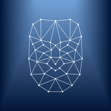 Face ID banner. Facial recognition technology. Biometric verification. Vector illustration.