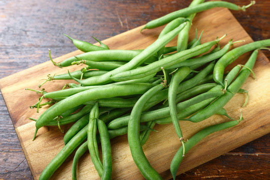 green beans on the kitchen table