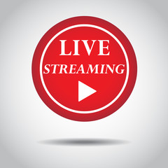 Live streaming icon vector symbol, isolated on white background. Button video player