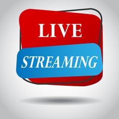 Live streaming icon vector symbol, isolated on white background. Button video player