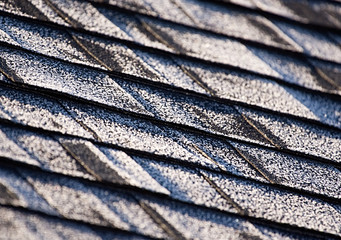 Frost on a newly shingled roof creating an interesting pattern.
