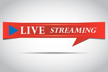 Live streaming icon vector symbol, isolated on white background. Button video player