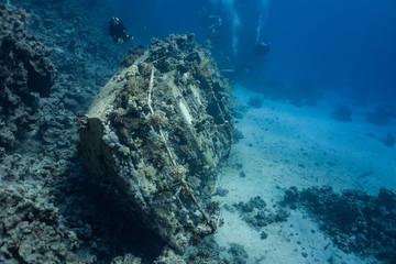 Yacht wreck in Abu Galawa in Red Sea, Egypt