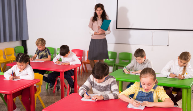 Pupils working in classroom